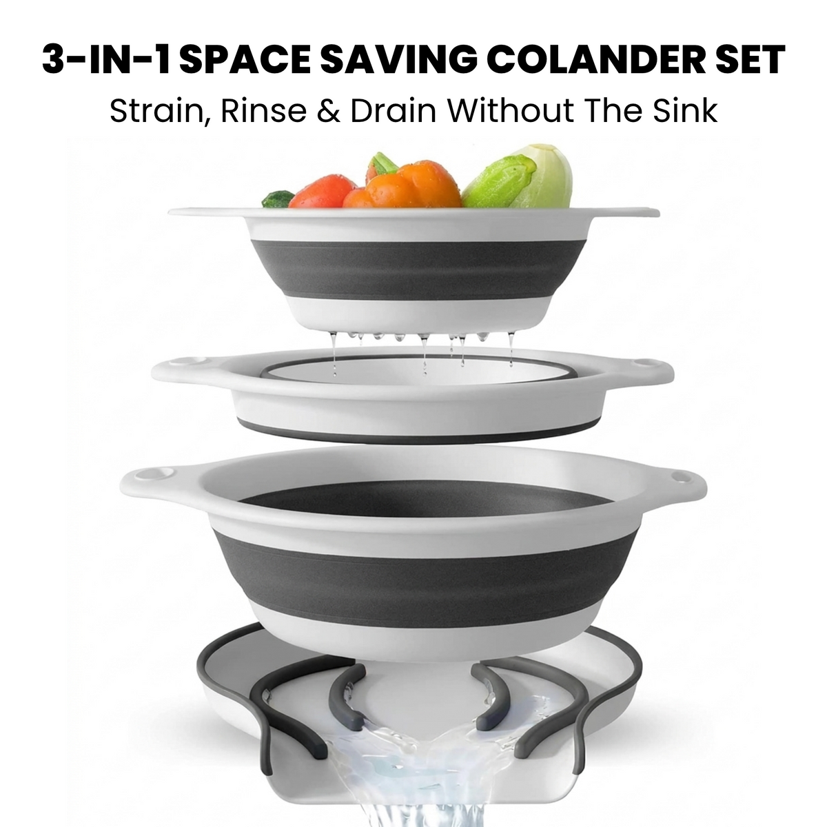 3-Piece Collapsible Colander Set